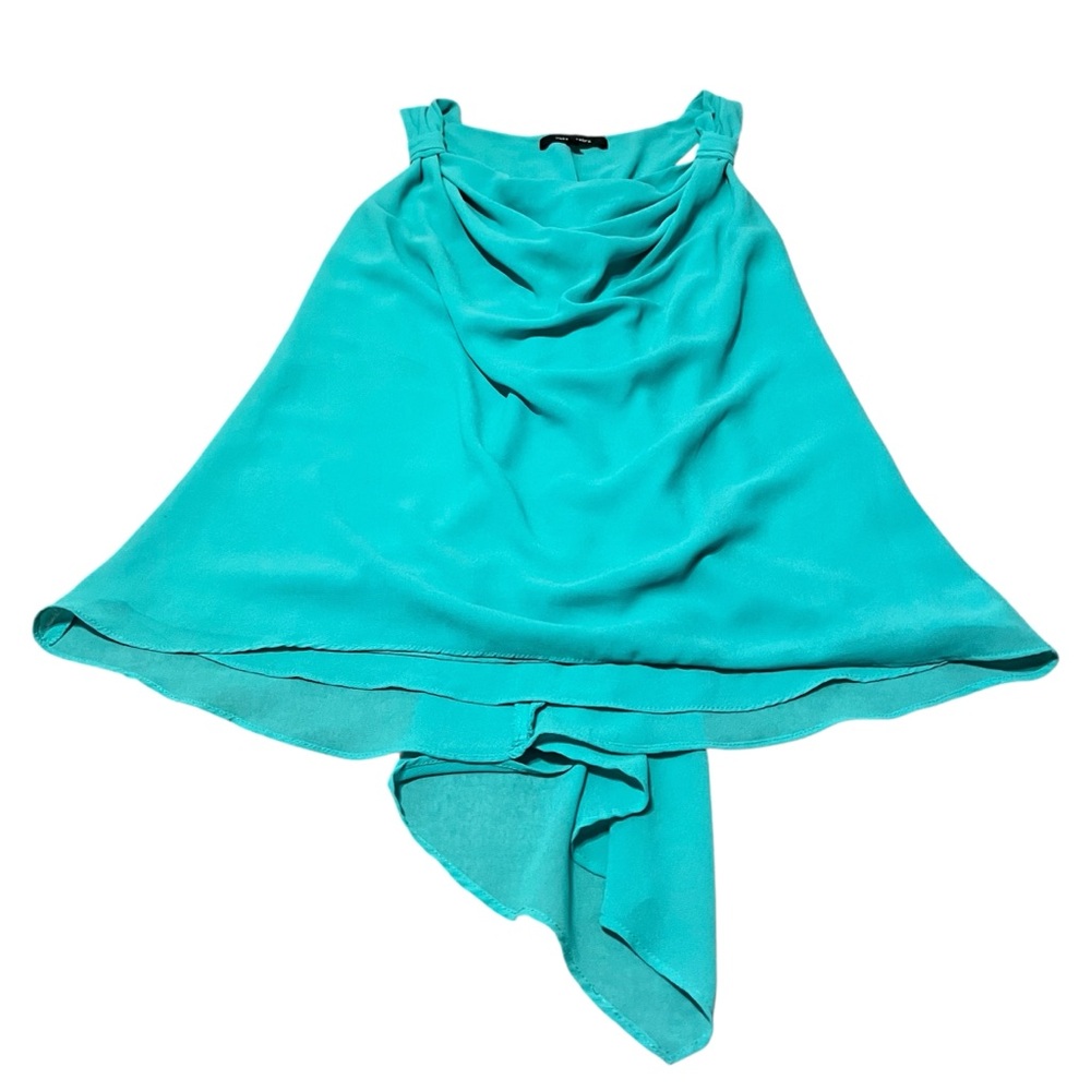 Naked Zebra Layered Teal Blue Green Draped Scoop Neck Tank Top Size Small - Picture 2 of 8